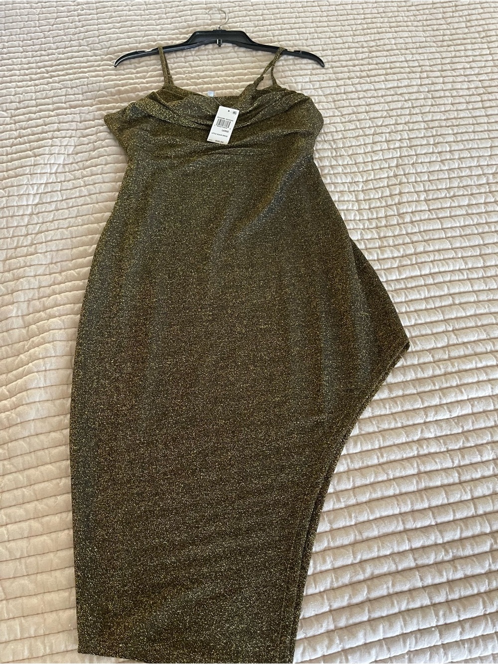Gold Metallic Asymmetrical Bodycon Dress